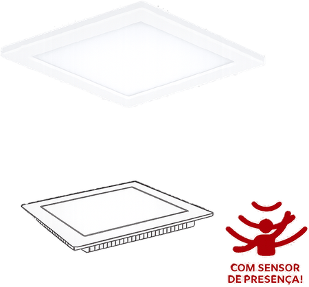 Painel de LED 18W Embutir com Sensor de Presença